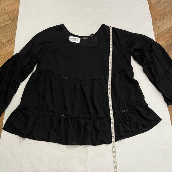 Torrid Black Crochet Trim Bell Sleeve Top NWT - Picture 5 of 9